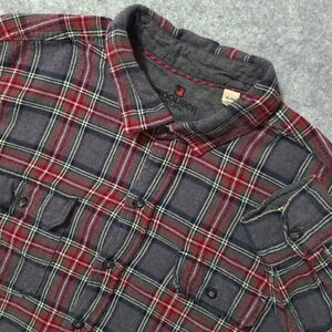 Woolrich Flannel Shirt Mens XL Grey Red Plaid Long Sleeve Button Down n
